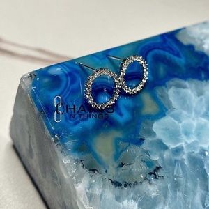 Round Earrings 925 Sterling Silver Circle Zirconia Crystal Jewelry Accessories